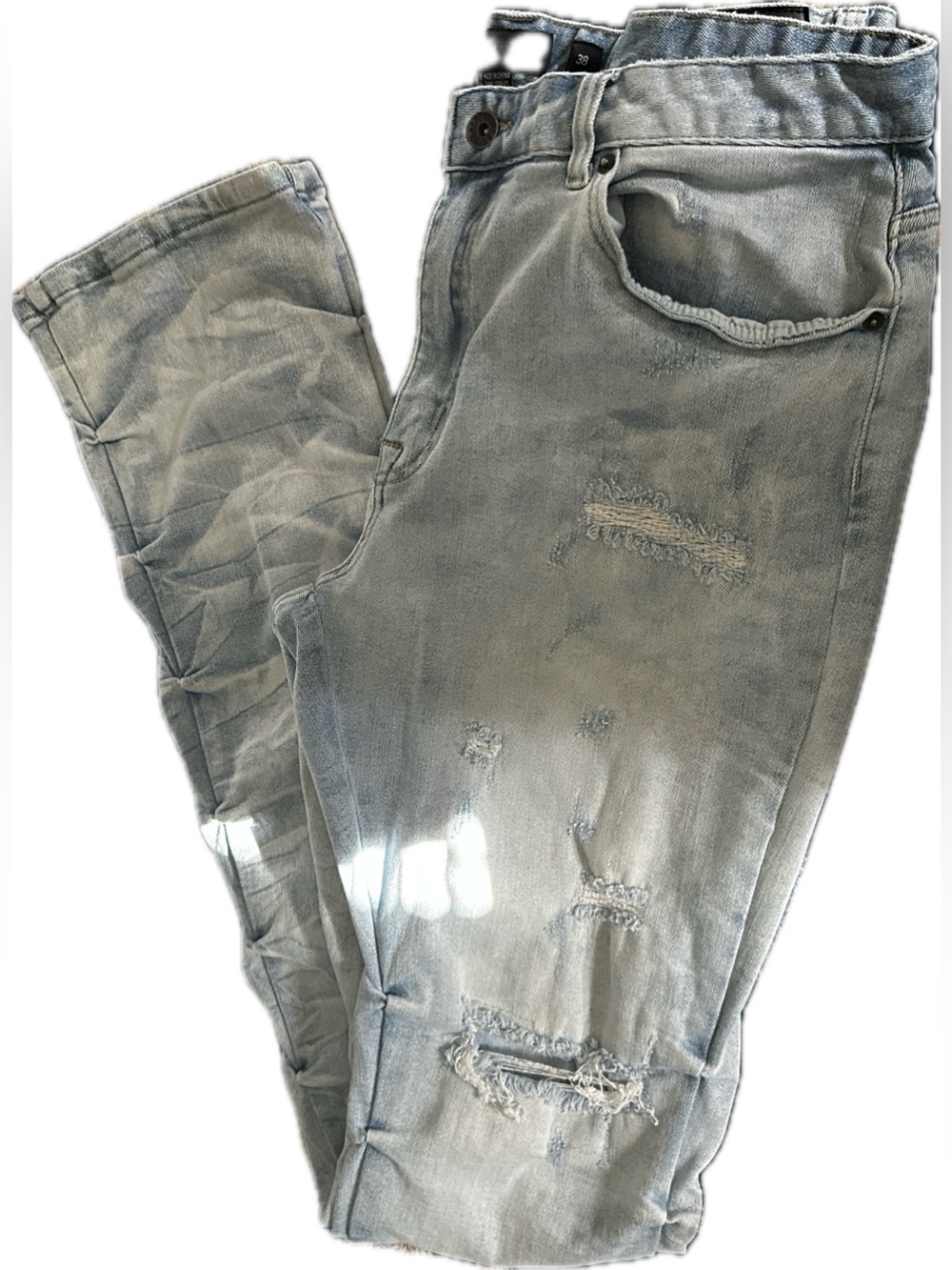 Decibel Jeans Men's Distressed Light blueJeans - Casual Slim Fit Sz~38*